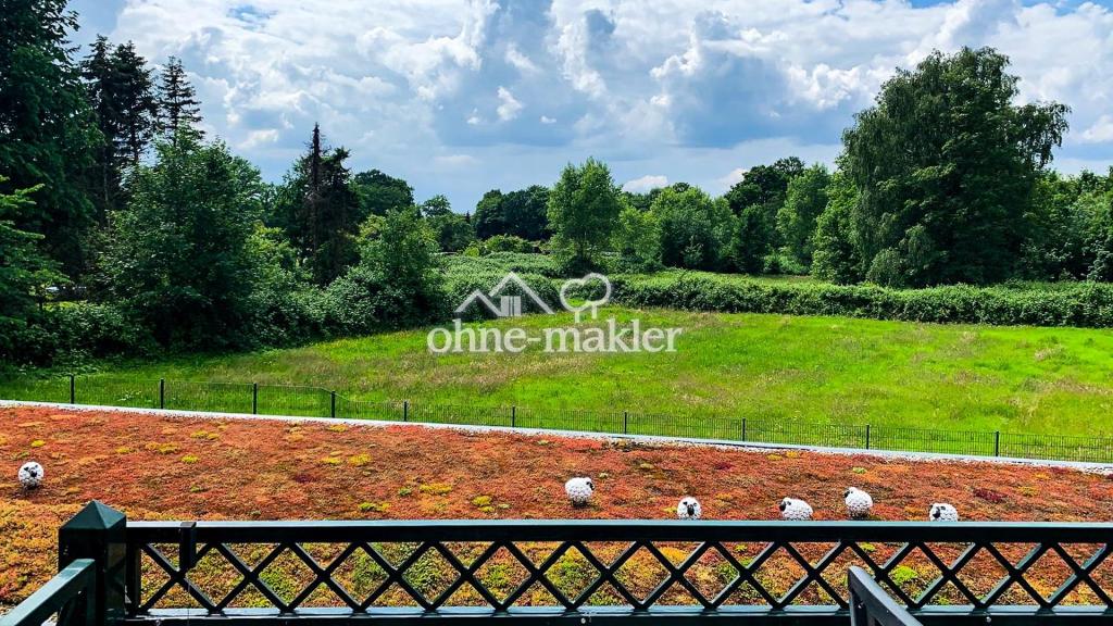 Blick vom Balkon ins Grüne