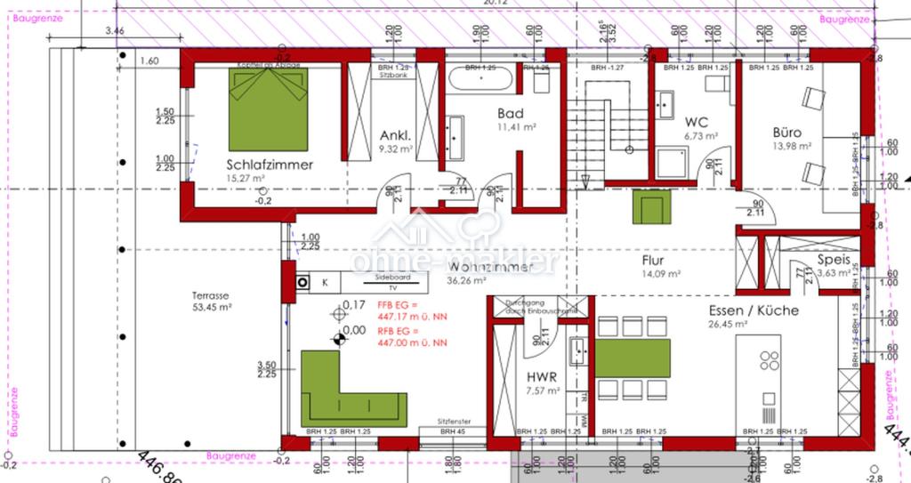 Obergeschoß mit Terrasse 60m²