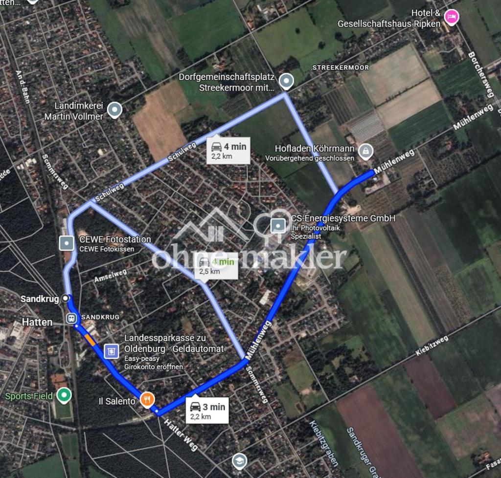 Lage - Zentrum Sandkrug 2,2 km