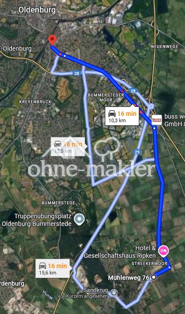 Lage - nach  Oldenburg 10,2 km