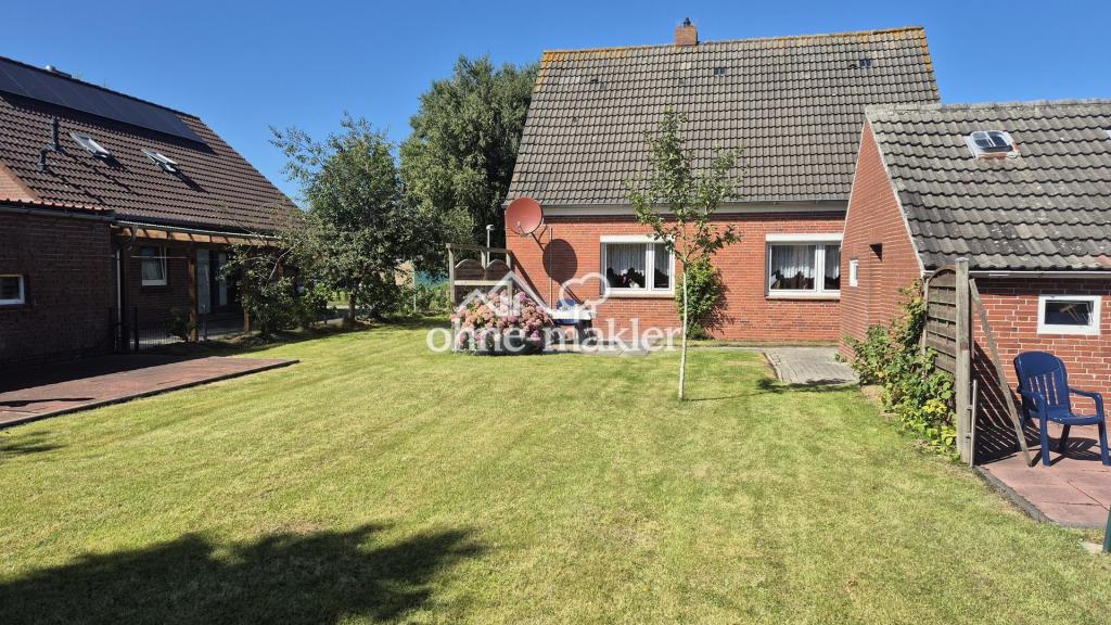Blick vom Garten auf das Haus