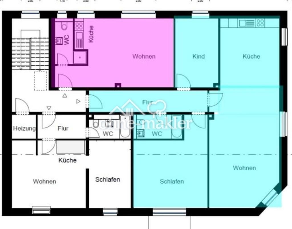 Grundriss blaue Fläche