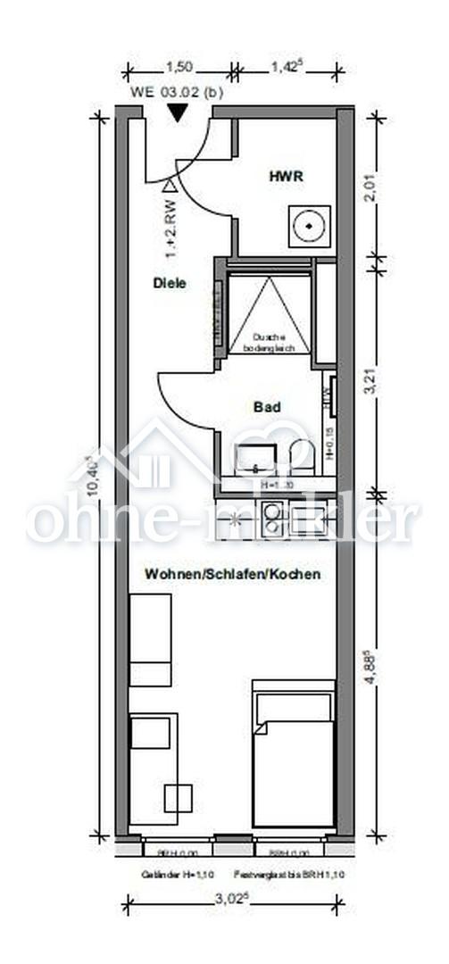 möblierte Neubauwohnung in zentraler Lage - Foto 3