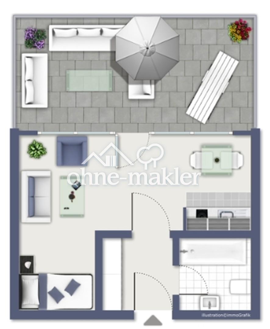 Vollmöblierte 1-Zimmer-Wohnung mit großer Dachterasse - Photo 1