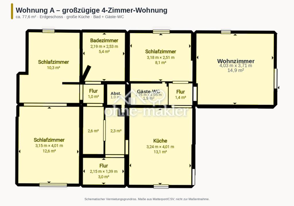 Renovierte 3 1/2-Zimmer-Erdgeschosswohnung mit Einbauküche, Bad und Gäste-WC in Nordstemmen - Foto 5