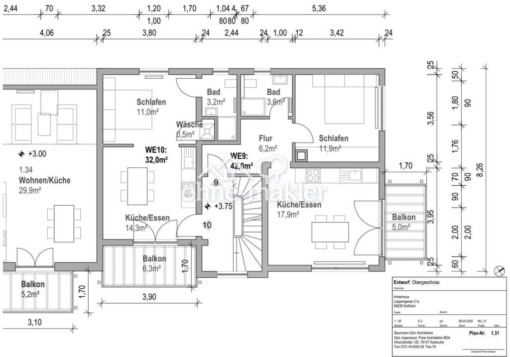 Nussloch Zentrum Erstbezug: Zwei kernsanierte Wohnungen mit 32 und 72 QM mit Balkon zu vermieten - Foto 3