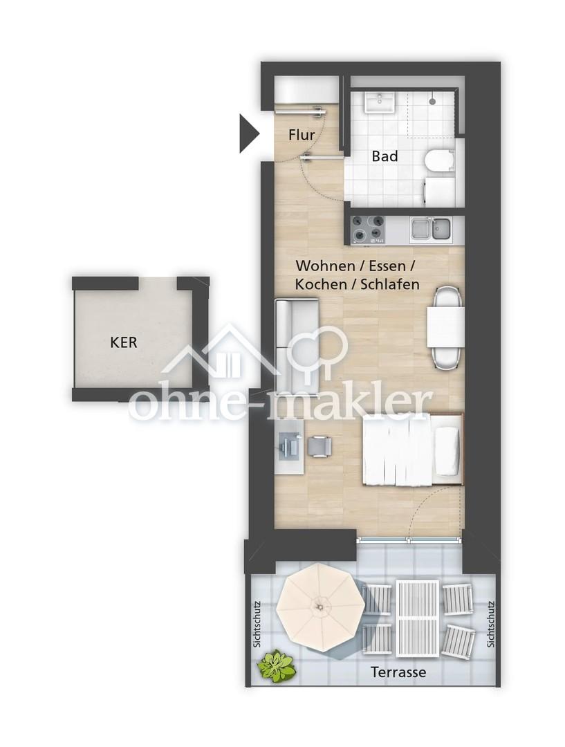 *1 Monat mietfrei wohnen* - 2 -Zimmer-Wohnung mit Terrasse und Einbauküche - E1-02-07 - WE 0.98 - Foto 2