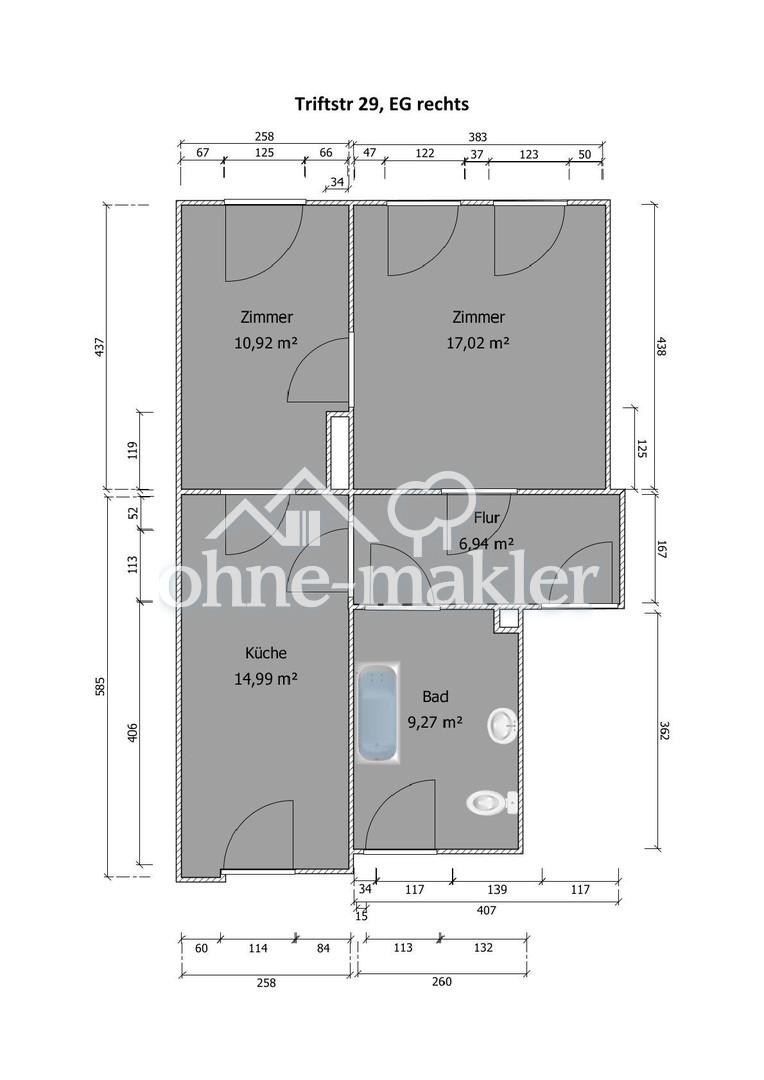 Gut geschnittene 2-Zimmer-Wohnung mit großer Küche in Giechichenstein - Foto 4