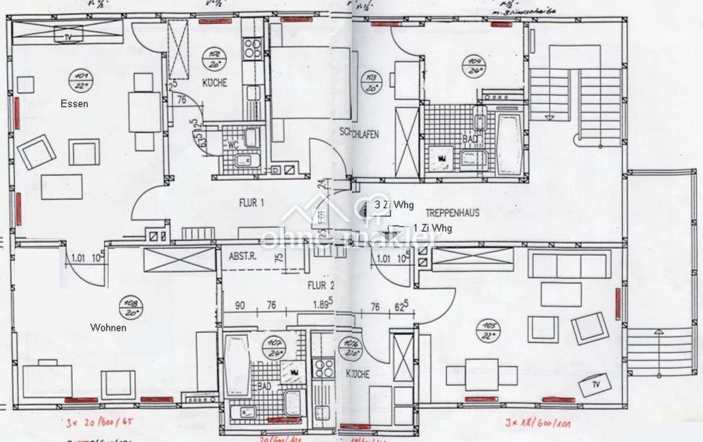 Grundriss der gesamten Etage