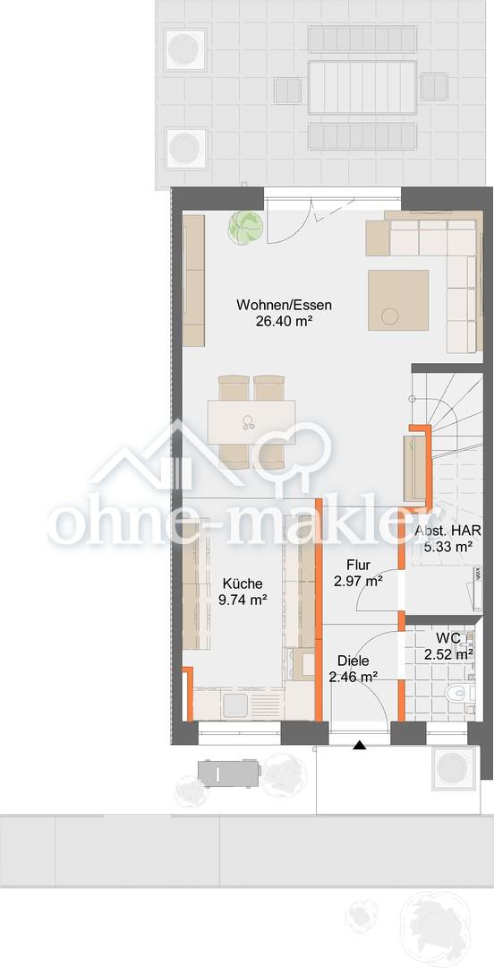 Neubau-Reihenhaus mit Terrasse – 140 m² Familienhaus mit sehr niedrigen Energiekosten (EH-40 + PV) - Photo 4