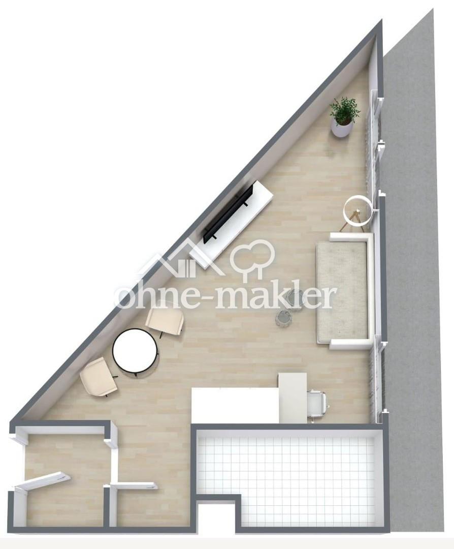 1 Zimmer Wohnung Karlsruhe Waldstadt - Foto 3
