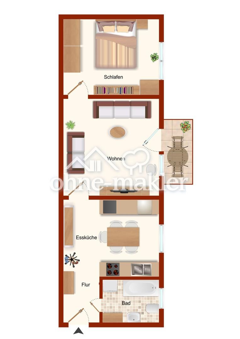 Renovated, modern, fully furnished, 2 rooms + eat-in fitted kitchen, bathtube, balcony - Photo 2