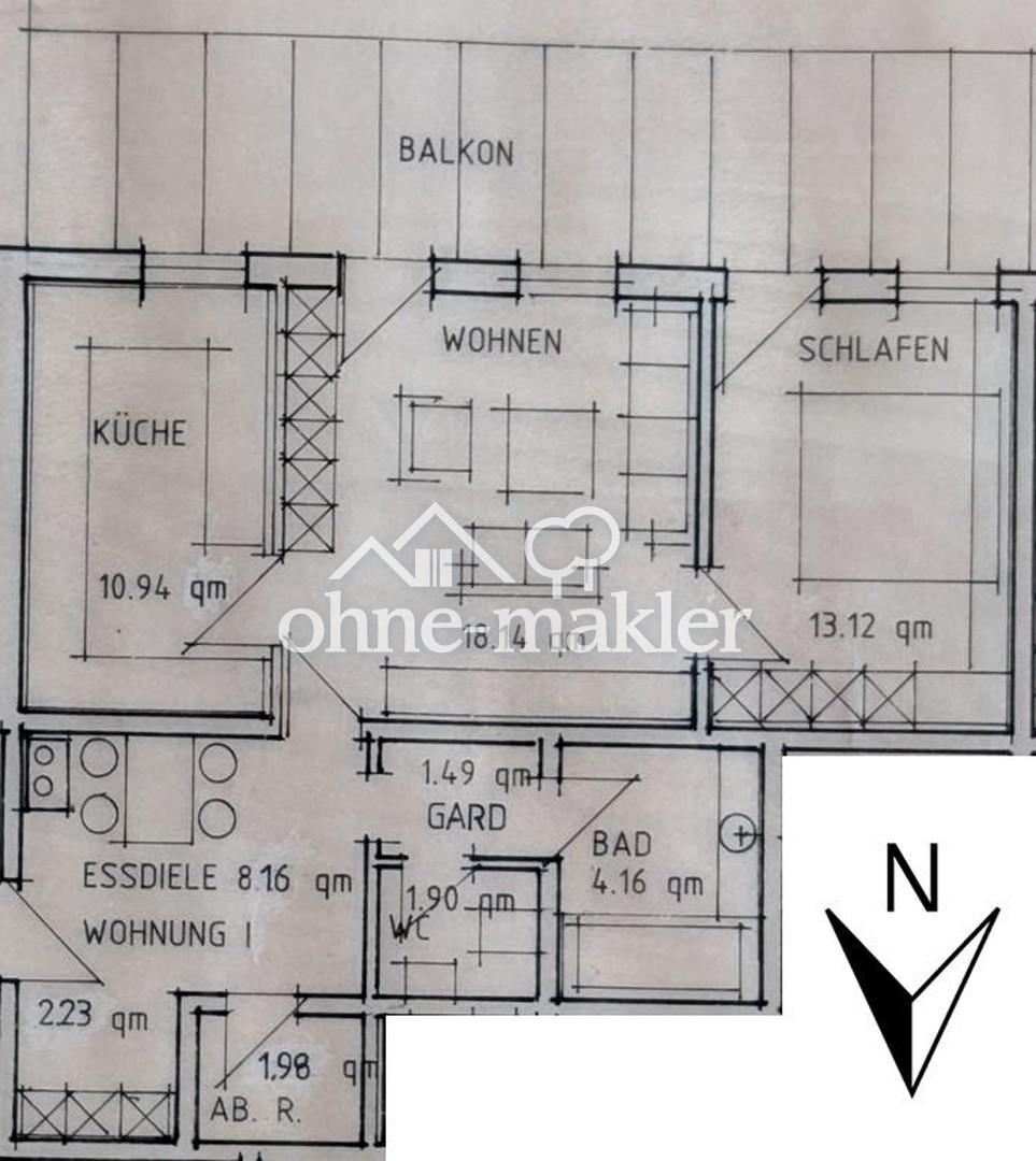 Vermietung 2 Zimmer Wohnung mit Südbalkon - Foto 3