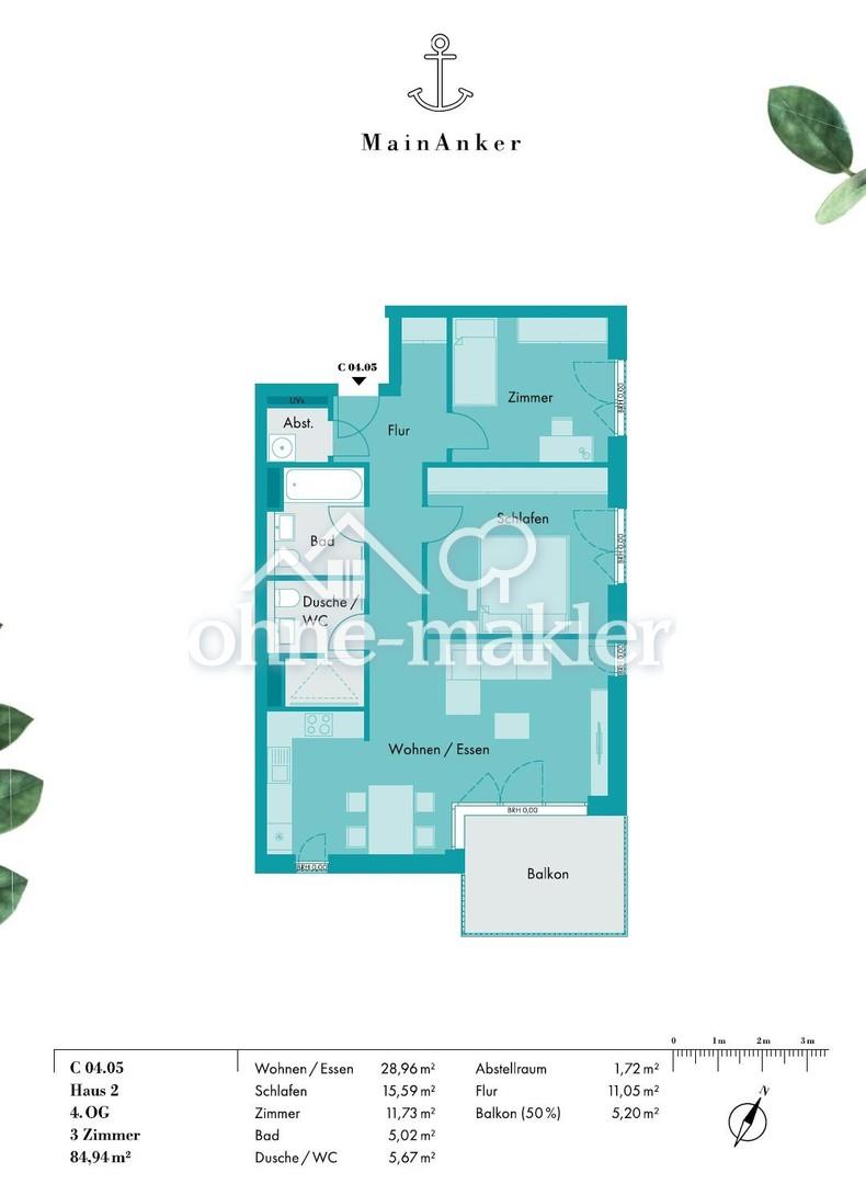 Neuwertige 3-Zimmer-Wohnung im 4. OG mit Balkon in Hattersheim am Main - Photo 4