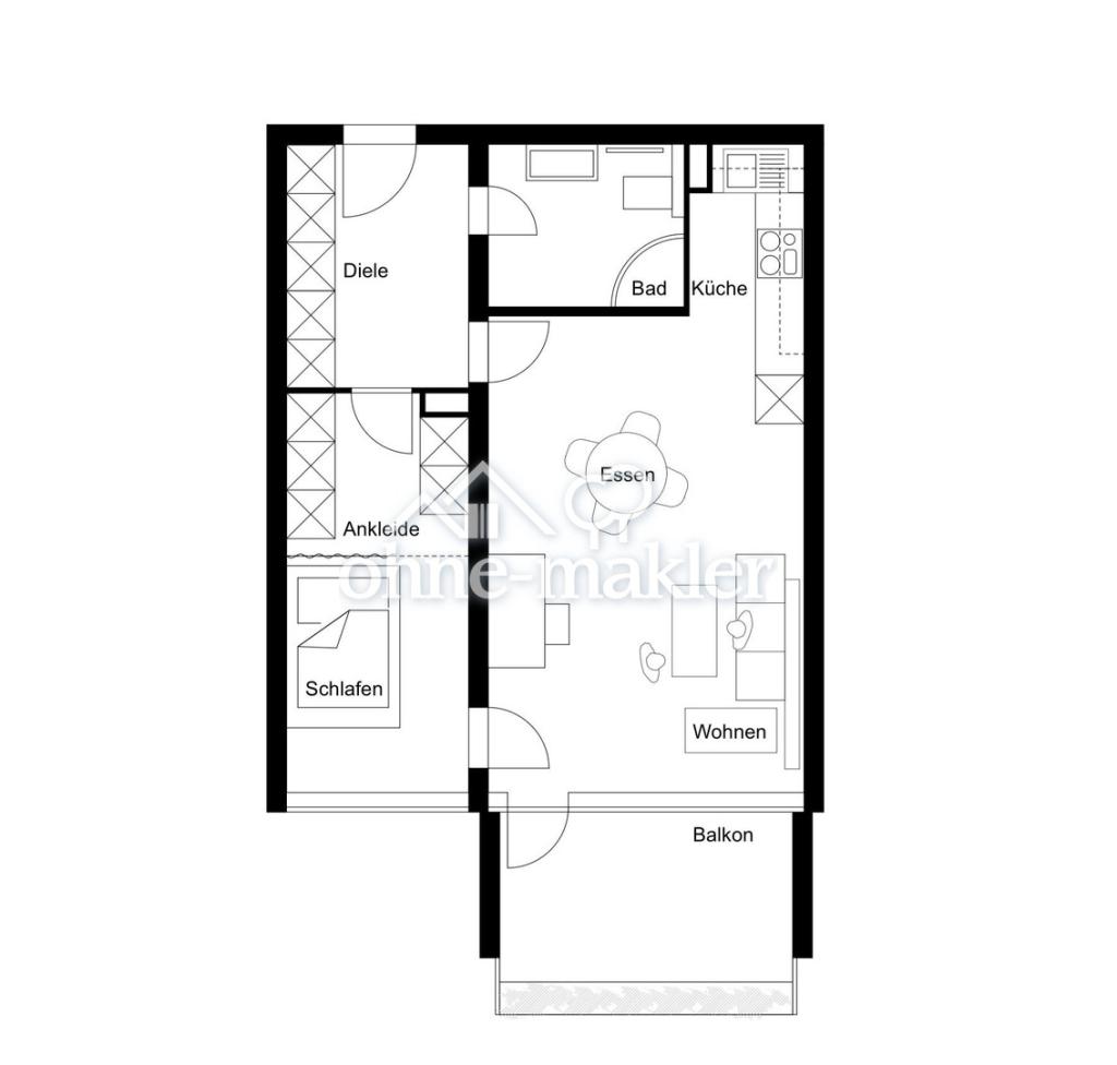 Möblierte Zwei-Zimmer-Wohnung / Business-Apartment mit Fernblick - Photo 1