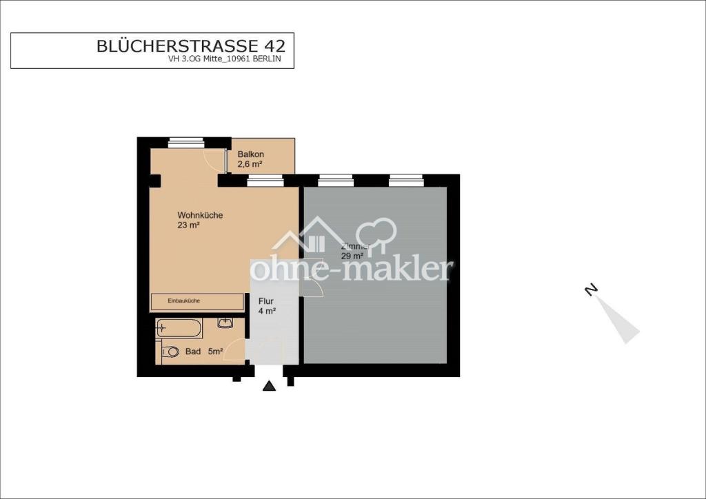 Freundliche Einzimmerwohnung in Kreuzberg - Photo 5