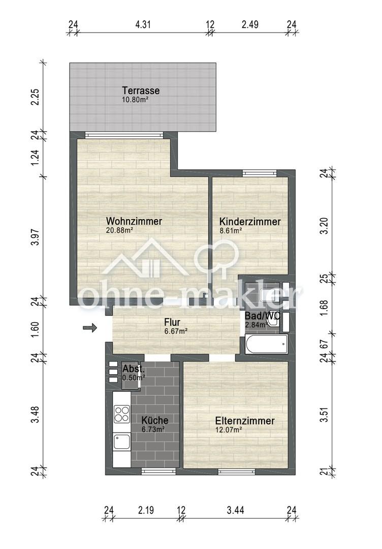 Erstbezug nach Sanierung | 3 Zimmer | Terrasse - Foto 5