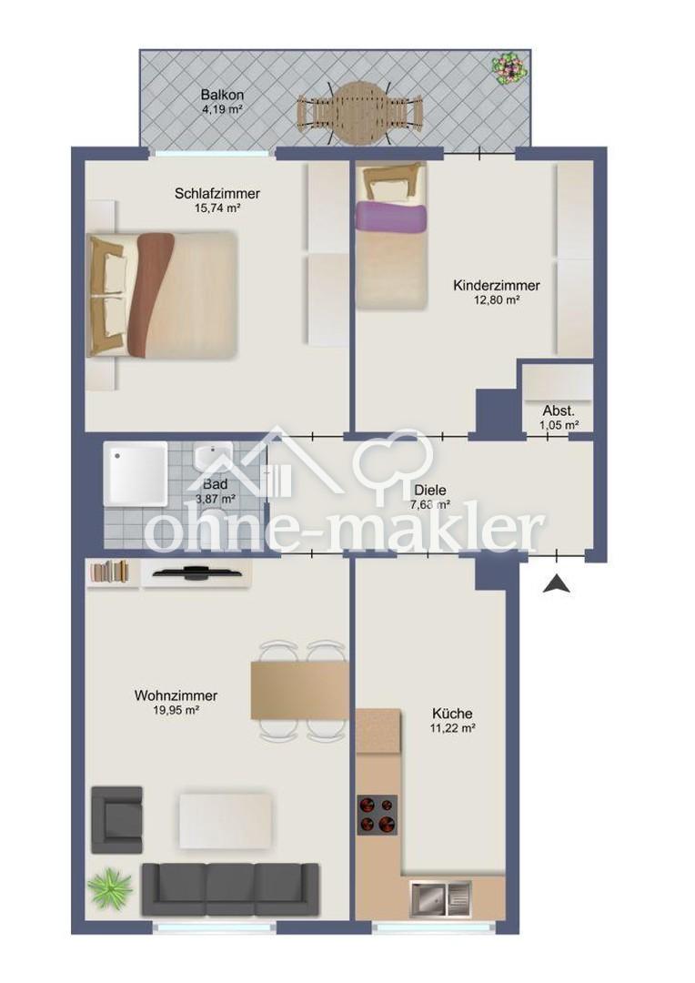 3-Zimmer-Wohnung in zentraler Lage mit großzügigem Wohnkomfort & Balkon - Photo 3