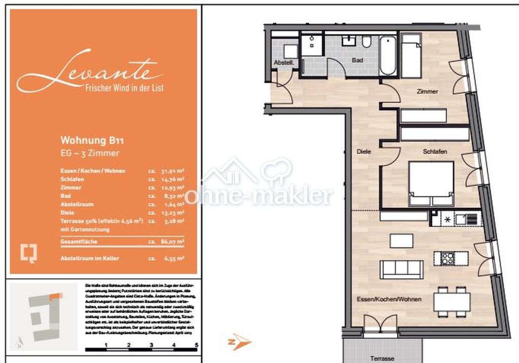 exklusive neuwertige 3 Zimmer Wohnung im Constantin Quartier in der List mit Tiefgaragenstellplatz - Photo 1