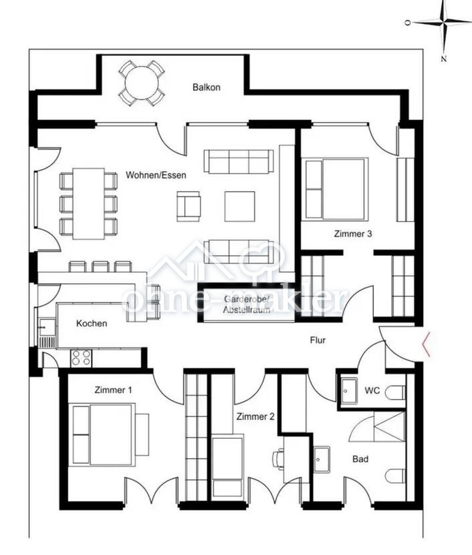 Exklusive 4-Zimmer-Wohnung mit Balkon und Einbauküche im Herzen von Gütersloh - Foto 3