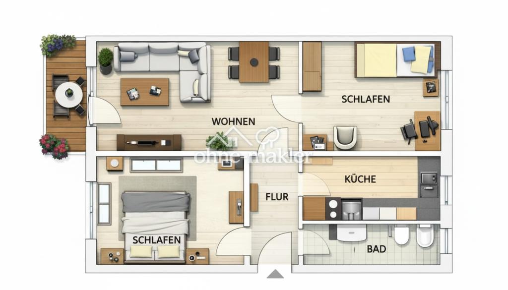 moderne 3-Raum Wohnung mit Balkon - Foto 5
