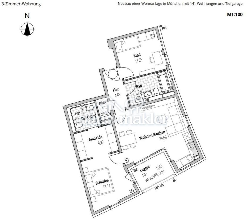 3-Zimmer-Wohnung im „WAVE“ mit Loggia, zwei Bädern und E-Stellplatz - Foto 1