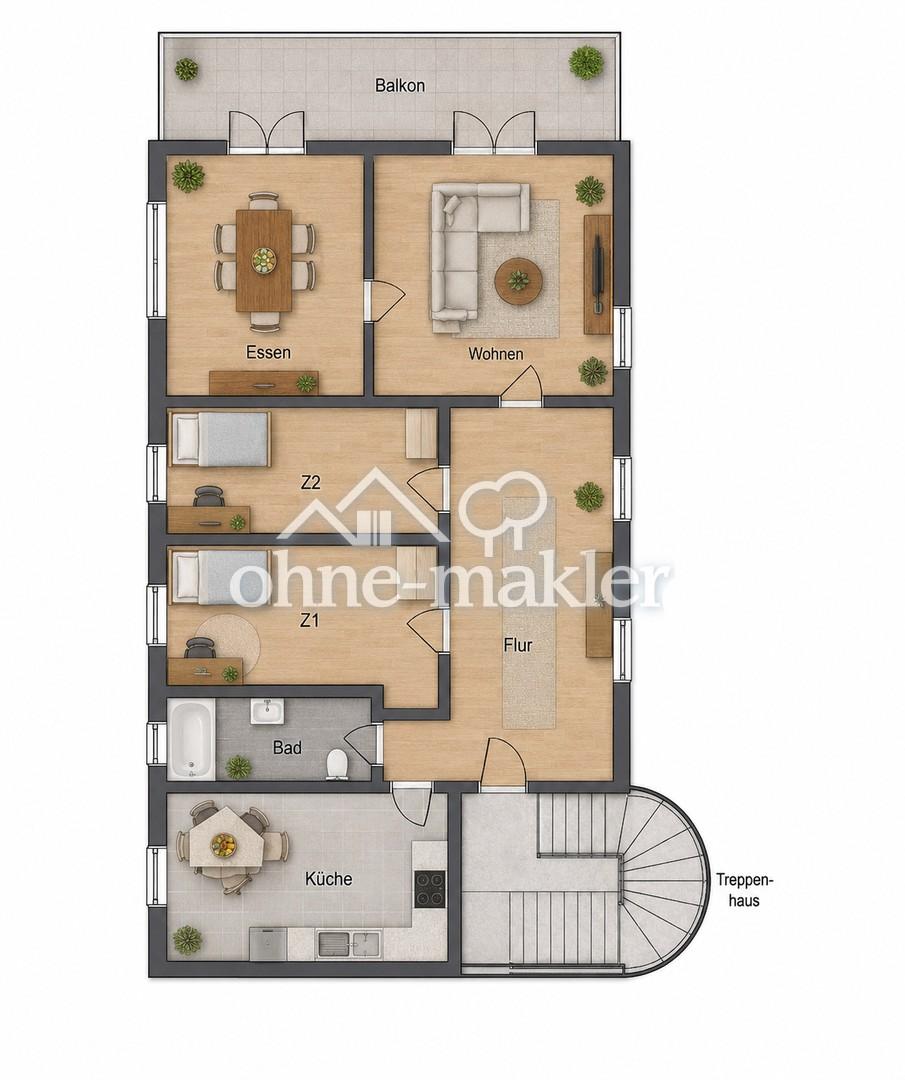 Schöne 4-Zimmerwohnung mit Balkon, zwei Schlafzimmern & großem Wohnbereich - Foto 3