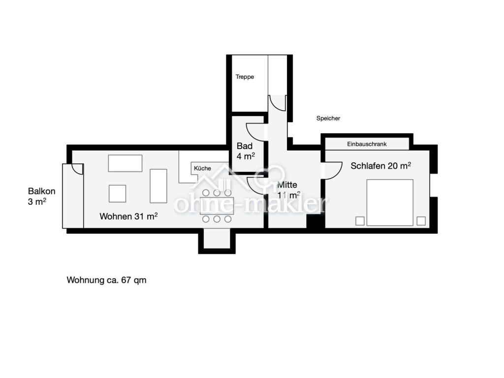 möblierte Dachgeschosswohnung mit Balkon + Garage - Foto 5