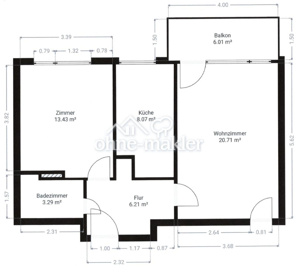 Frisch sanierte 2-Zimmer Wohnung mit Balkon - Photo 4