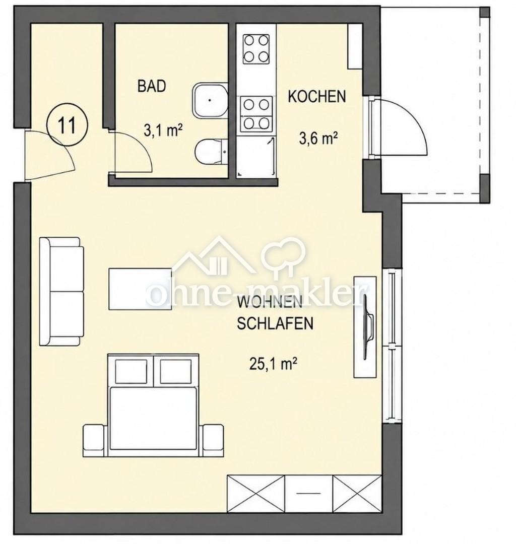 Sanierte 1-Zimmer-Wohnung mit Balkon und Garage in ruhiger Lage - Photo 5