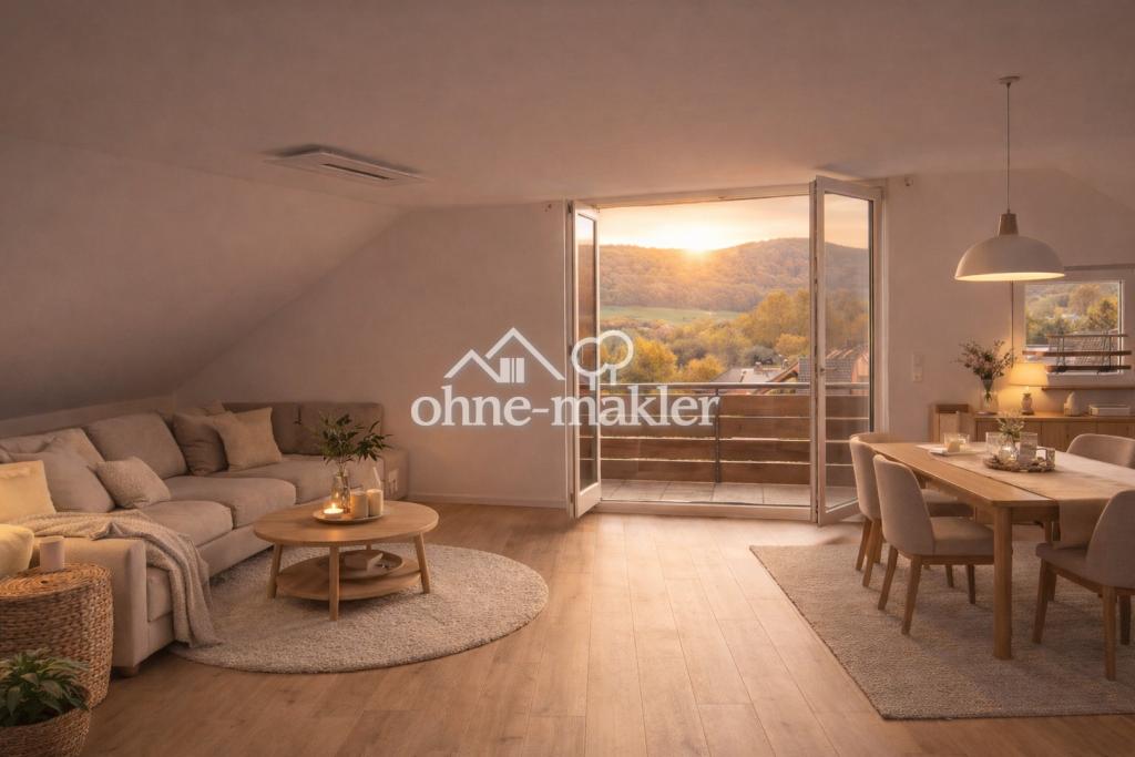 Moderne Dachgeschosswohnung mit Balkon, Garage & Kaminofen in ruhiger Aussichtslage - Foto 1