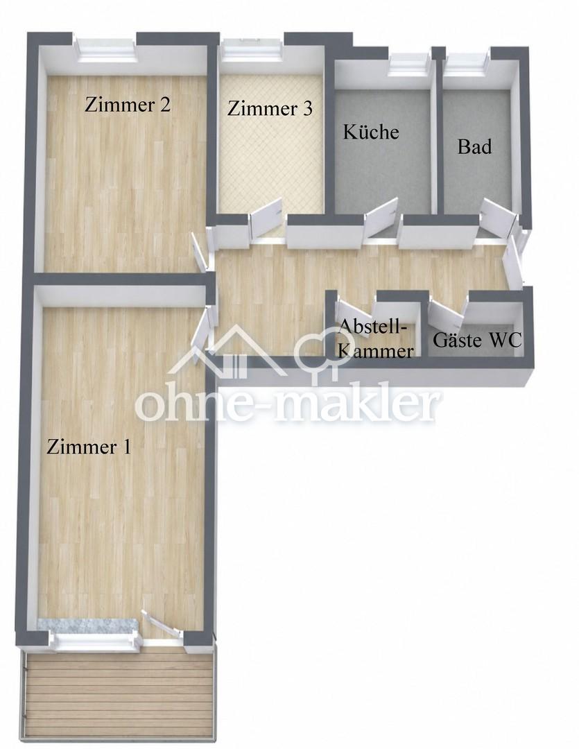 3-Zimmer-Wohnung (ca. 80 m²) mit Balkon- Ideal für WG oder Einzelmieter - Foto 1