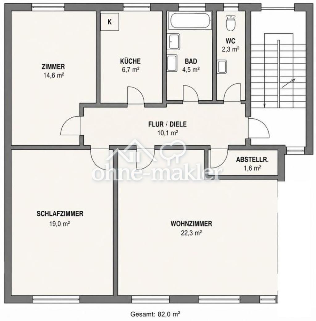 4-Zi. Whg. 82,0qm vollständig renoviert im 3. OG, ab 01.08. frei - Foto 3