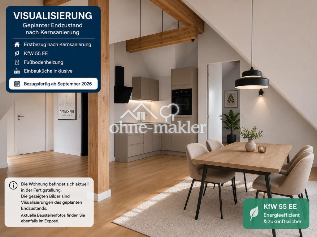 Erstbezug nach Kernsanierung | KfW55 EE | 65 m² | Bahnhof 2 Min. | Bezugsfertig 09/2026 - Photo 2