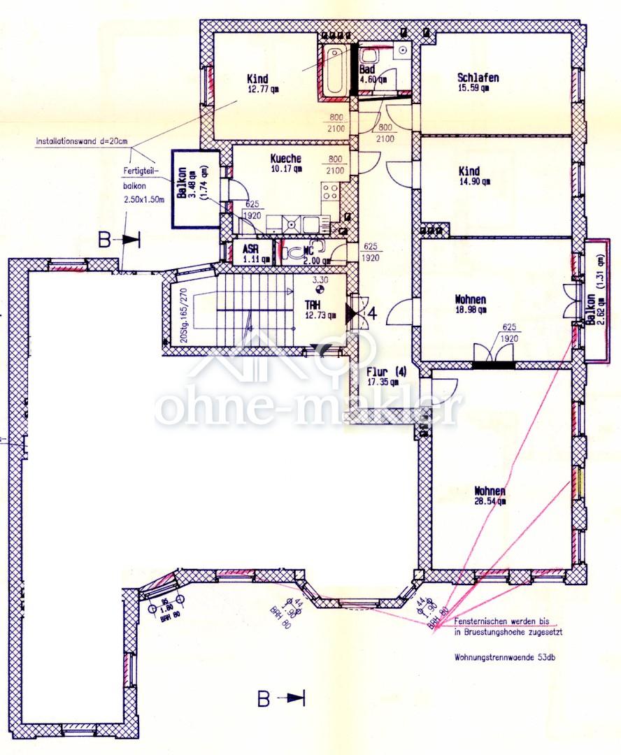 Großzügige Altbauwohnung mit hohen Decken und 2 Balkonen - Foto 2