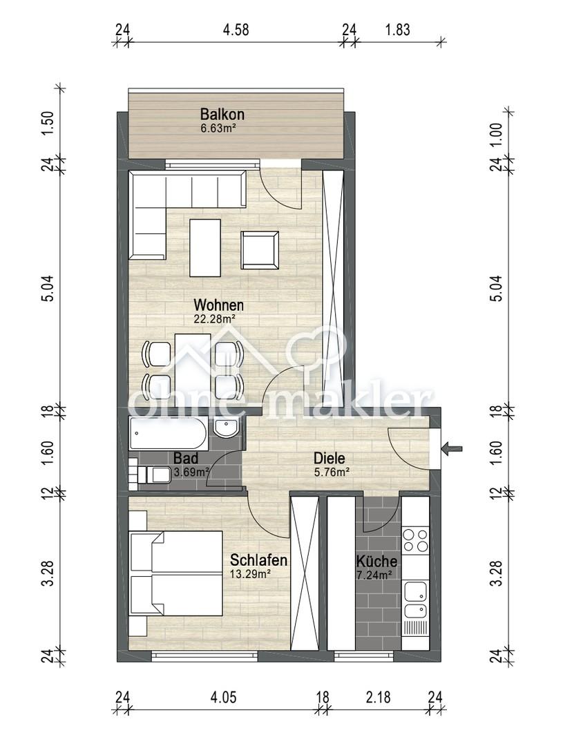 Erstbezug Saniert – 2 Zimmer – Balkon – Wettbergen - Photo 5
