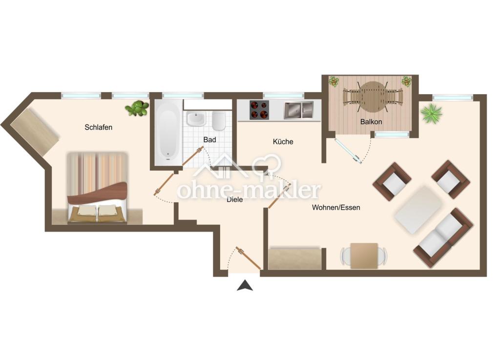 Zentrale 2-Raum Wohnung mit EBK und Balkon - Photo 4