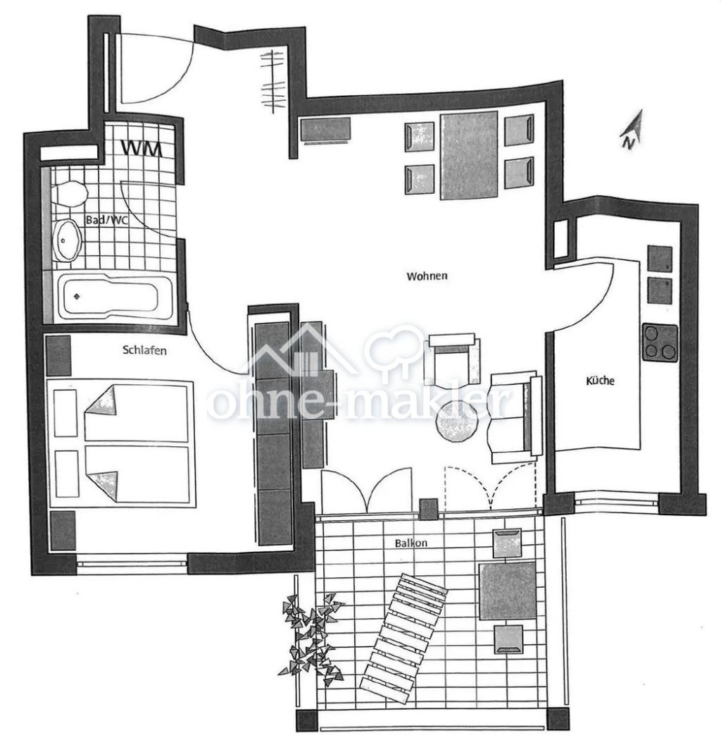 helle und gut ausgestattete 2-Zimmer-Wohnung Einbauküche Balkon - Foto 5