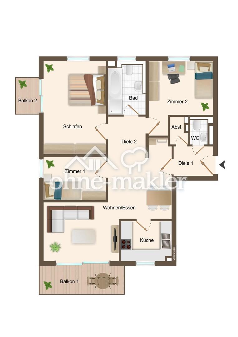 Stylische 4-Raum Wohnung mit 2-Balkonen und Bädern im Herzen von Weinböhla - Photo 3
