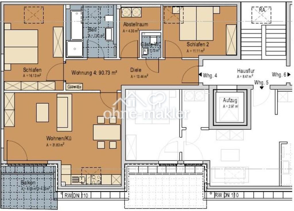 Lichtdurchflutete Dachgeschosswohnung mit Balkon und Aufzug - Foto 5