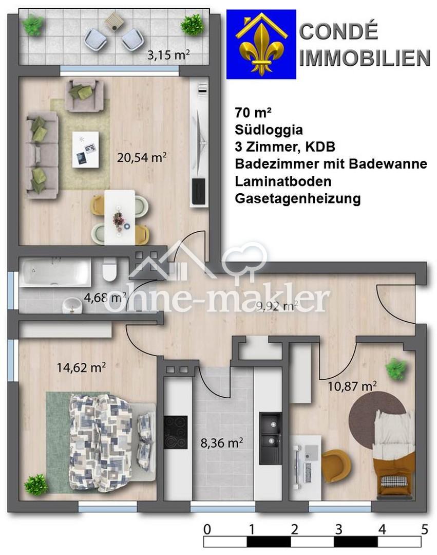 Attraktive 3-Zimmer-Wohnung mit Loggia im 1. Obergeschoss - Photo 1