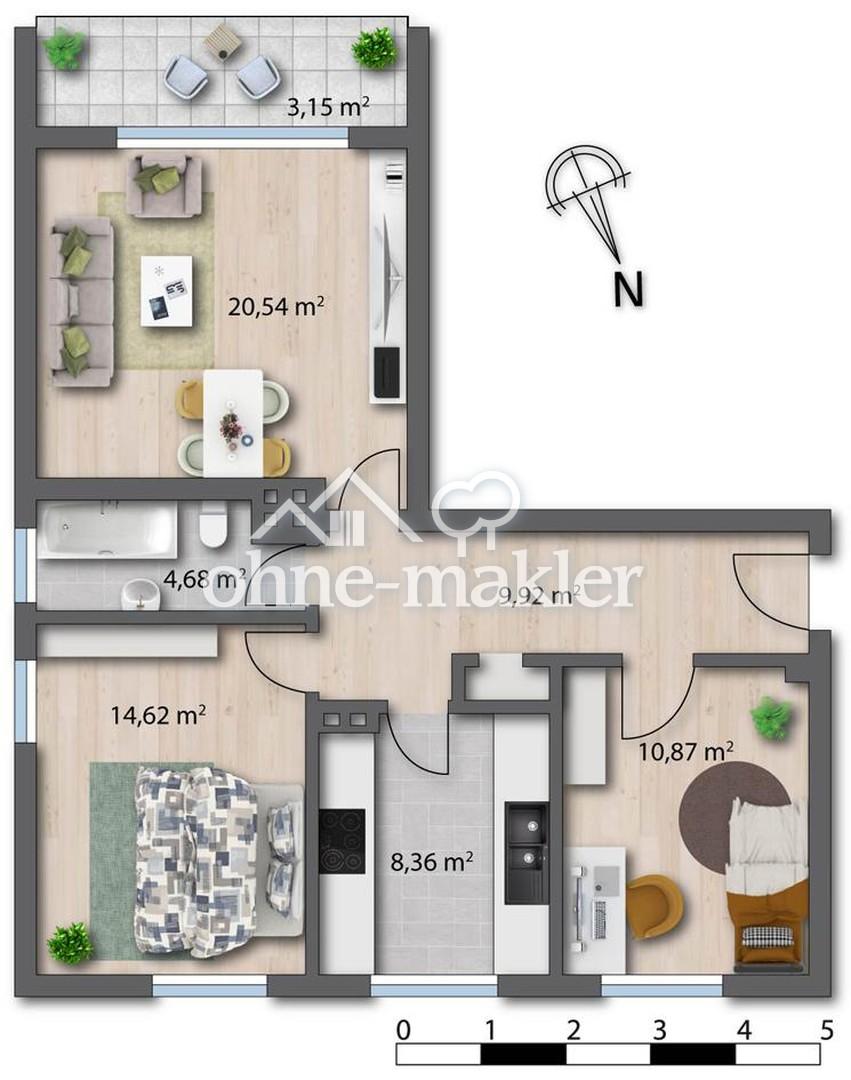 Attraktive 3-Zimmer-Wohnung mit Loggia im 1. Obergeschoss - Photo 2