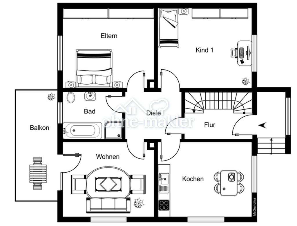 Gepflegte 3-Zimmer-Erdgeschosswohnung mit Balkon, neuer Einbauküche und Garten in Reckendorf - Foto 5