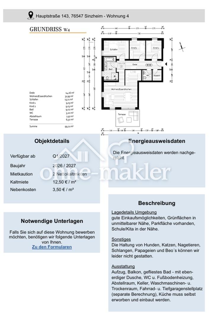 Attraktive 4- Zimmer-Neubauwohnung W4 - Photo 1