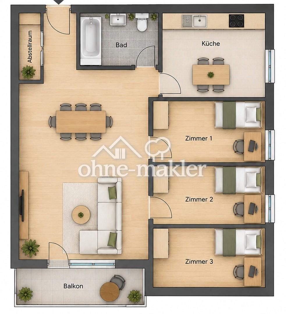 Frisch renovierte 4-Zimmer-Wohnung mit Südbalkon – ideal für Familie & Homeoffice - Photo 4