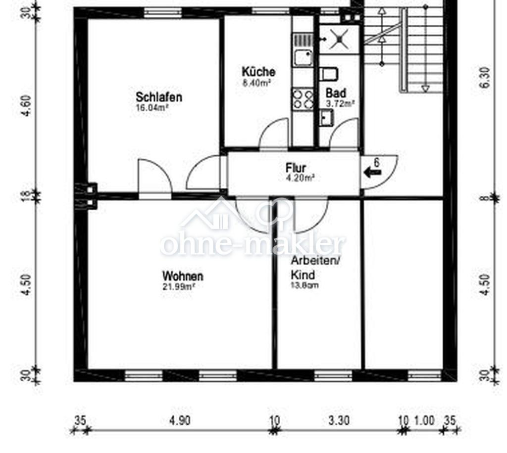 Hell, sehr zentral und mit Einbauküche: freundliche 3-Zimmer-Wohnung in Flensburg - Foto 5
