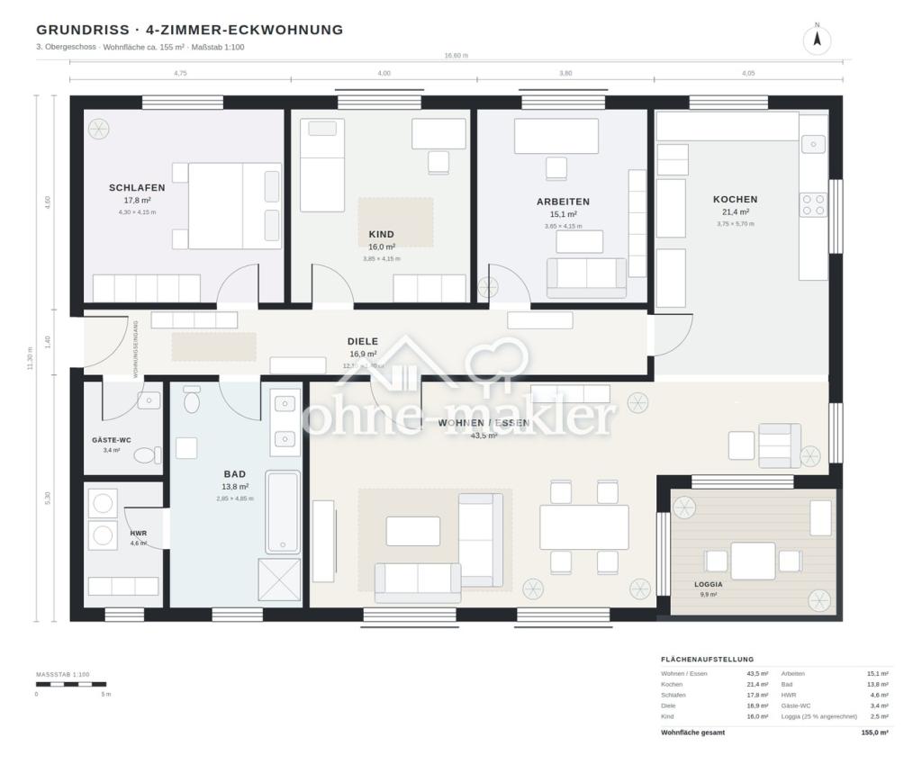 Helle 4-Zimmer Wohnung - Halbinsel Alt-Stralau - Photo 2