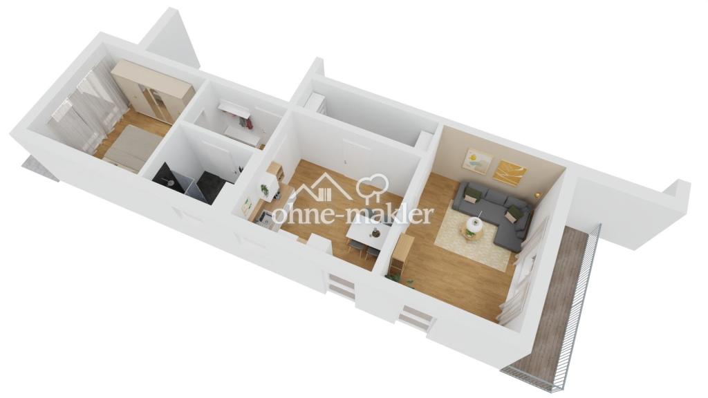 Frisch renovierte 2-ZKB-Wohnung mit Balkon, Speisekammer, Terrasse und Gartenanteil - Foto 4