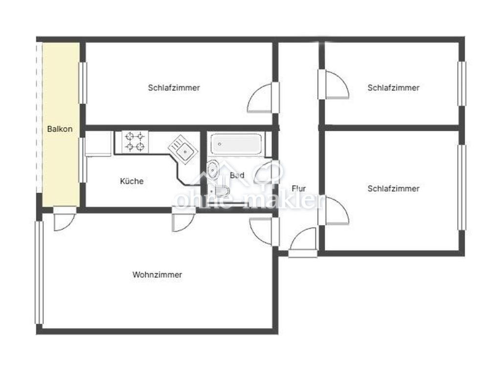 4-Raum-Wohnung mit Einbauküche, Balkon & Autostellplatz - Foto 5