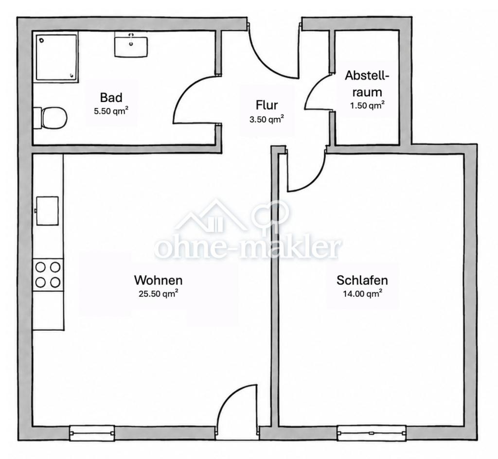 Helle 2-Zimmer-Wohnung in Karlsruhe-Durlach – 50 m² – 3. OG - Foto 1